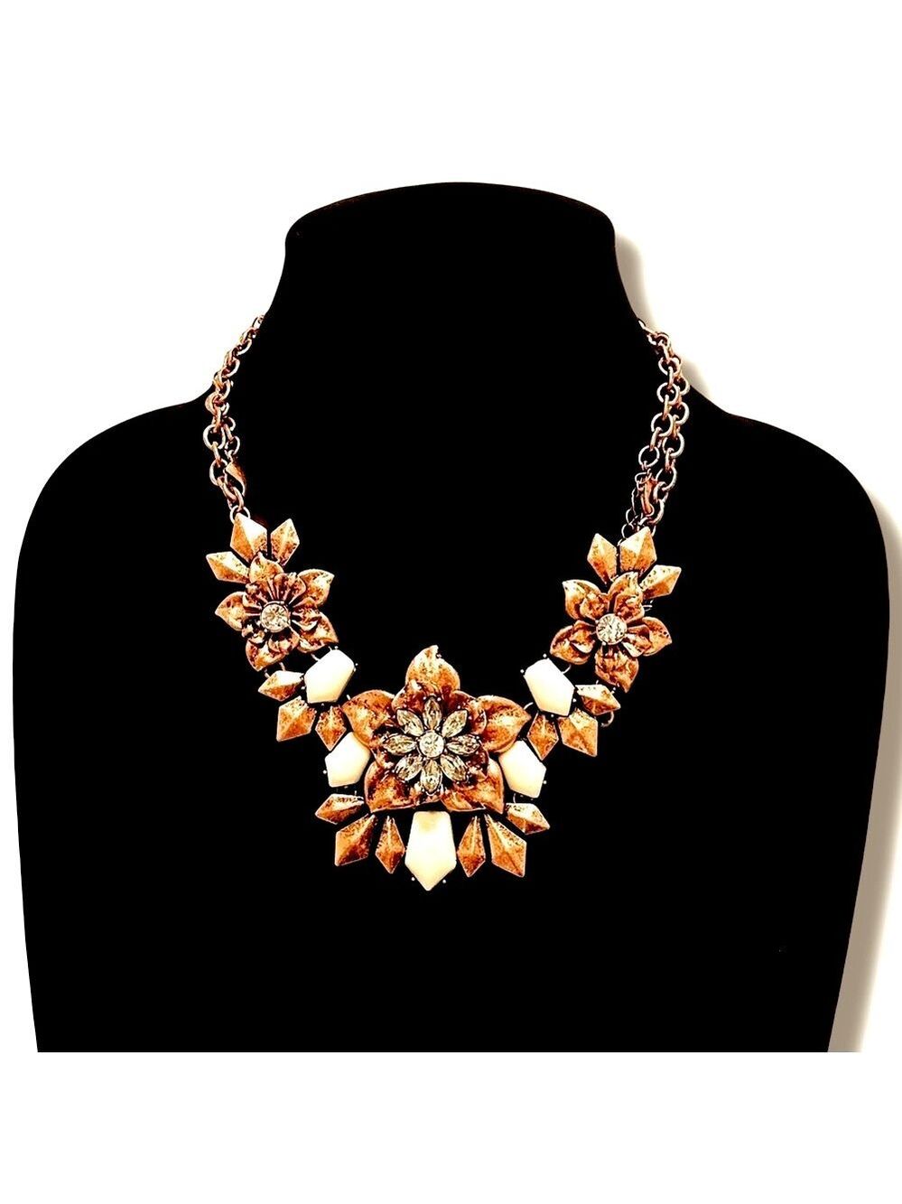 PREMIER DESIGNS Ivory Stone & Rosegold Flowers Convertible 3-n-1 Necklace NWT - Picture 5 of 9